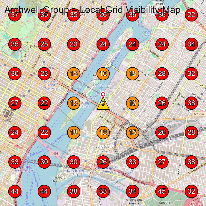 Archwell Group GeoGrid visibility map for General Contractor in Brooklyn